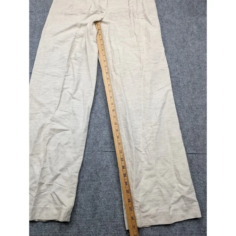 Aritzia Effortless Pants Womens 4 Tall Linen Wide Leg Pleated Trouser Old Money